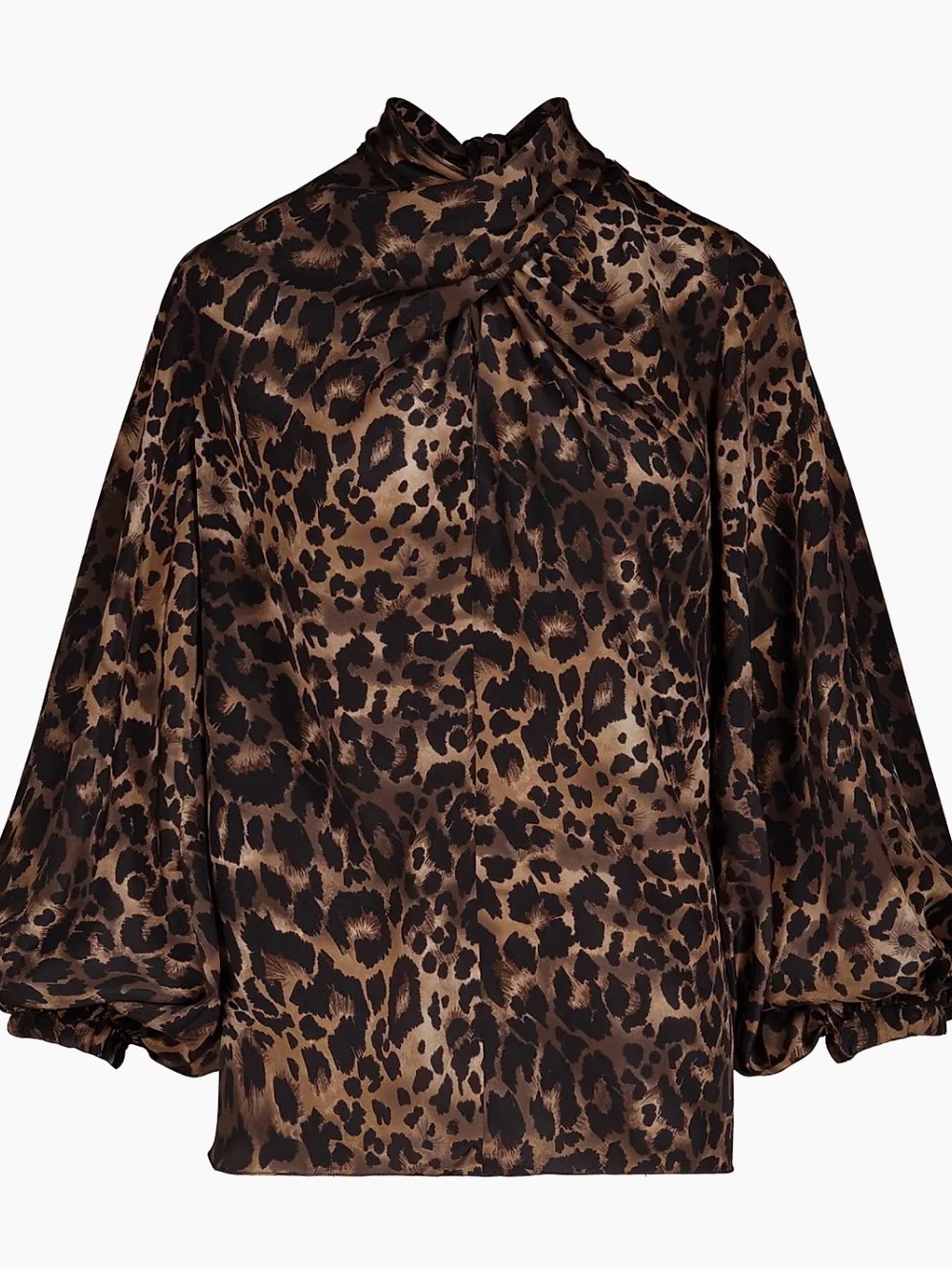 Johanna Ortiz Leopard-Print Satin Blouse — Brown & Black